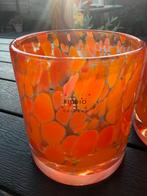Fidrio Holland Oranje Glas Windlicht/Vaas - Set van 2, Oranje, Ophalen of Verzenden, Minder dan 50 cm, Glas