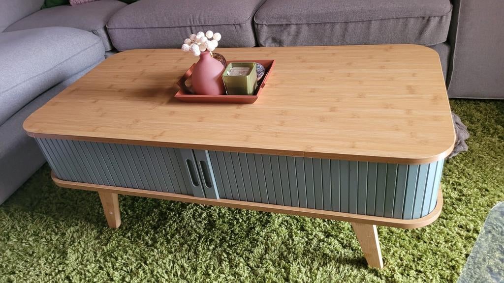 Salontafel Tysvaer met schuifdeuren, Huis en Inrichting, Tafels | Salontafels, Ophalen, 100 tot 150 cm, 50 tot 100 cm, Minder dan 50 cm