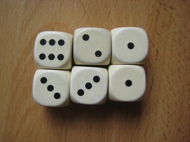 Dobbelstenen 6 stuks spel, Ophalen of Verzenden