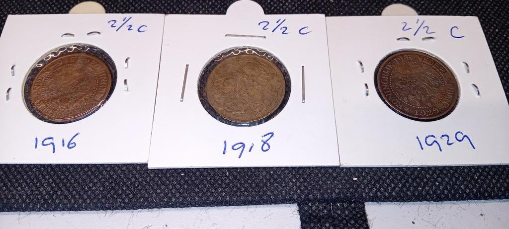 Nederland. 3 munten 2.5 cent, Ophalen of Verzenden, Koningin Wilhelmina