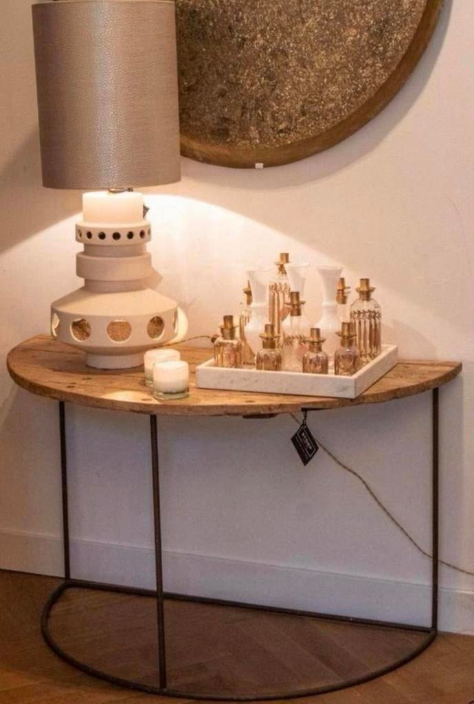 Halfronde sidetable, Huis en Inrichting, Ophalen, 100 tot 150 cm, Rond, Zo goed als nieuw
