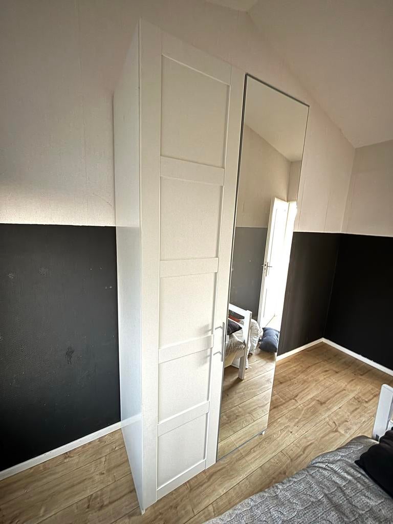 IKEA Pax kast 100x60x245 met spiegeldeur en manden, Ophalen of Verzenden, Gebruikt