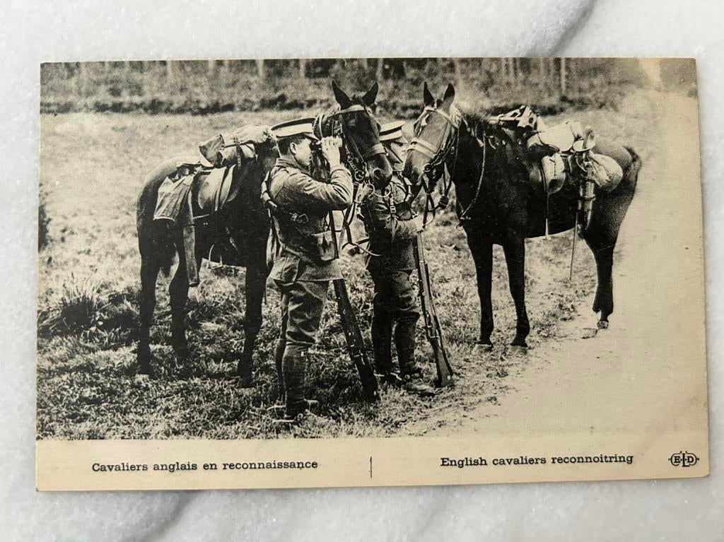 Wo1: ak Engelse cavalerie op verkenning, Ophalen of Verzenden, Landmacht, Nederland, Foto of Poster