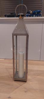 Grote metalen lantaarn met glazen panelen, Huis en Inrichting, Woonaccessoires | Kandelaars en Kaarsen, Ophalen, 50 tot 75 cm