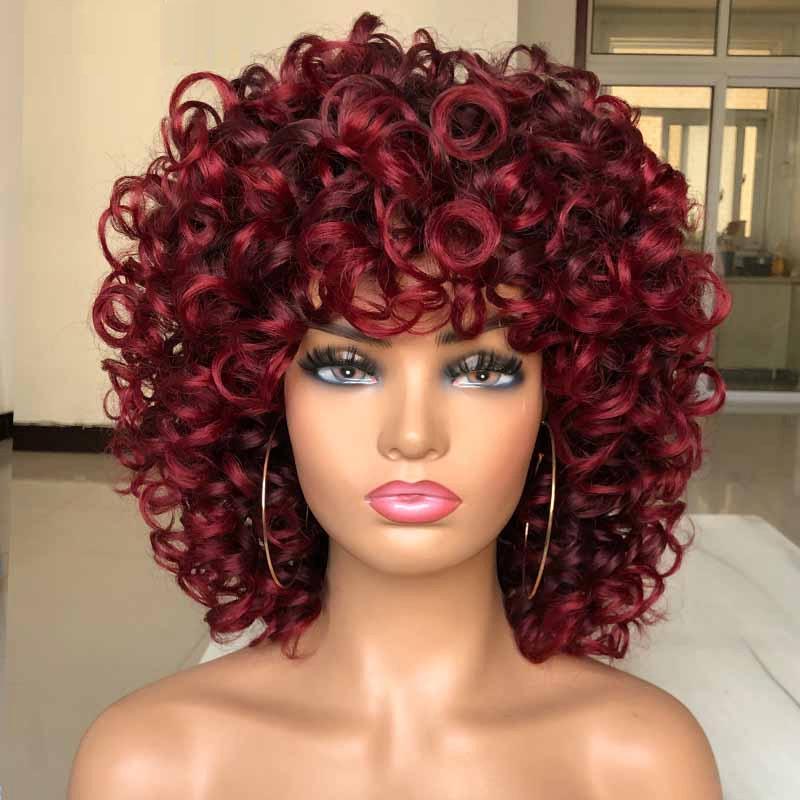 Donkerrode Korte Afro Pruik Haar Dames Vrouwen Krullen Rode, Sieraden, Tassen en Uiterlijk, Uiterlijk | Haarverzorging, Nieuw