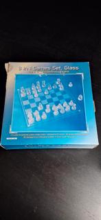 Glazen Schaken Dammen Backgammon Set - 1 Dobbelsteen Mist, Een of twee spelers, Ophalen of Verzenden, Gebruikt, Onbekend