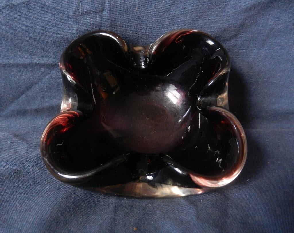 Glazen kom / asbak met paars Sommerso Murano Flavio Poli, Antiek en Kunst, Ophalen of Verzenden