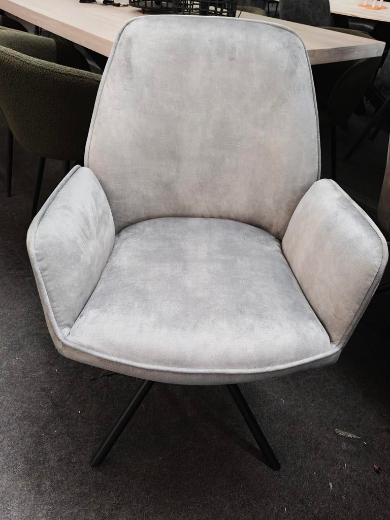 Set van 6 draaibare grijze stoelen met armleuningen, Ophalen, Modern, Comfortabel, Nieuw, Stof