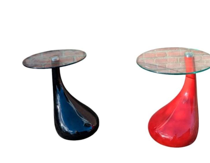 Tavolino bijzettafel met glazen blad - Diverse kleuren, Huis en Inrichting, Tafels | Bijzettafels, Zo goed als nieuw, Rond, 45 tot 60 cm