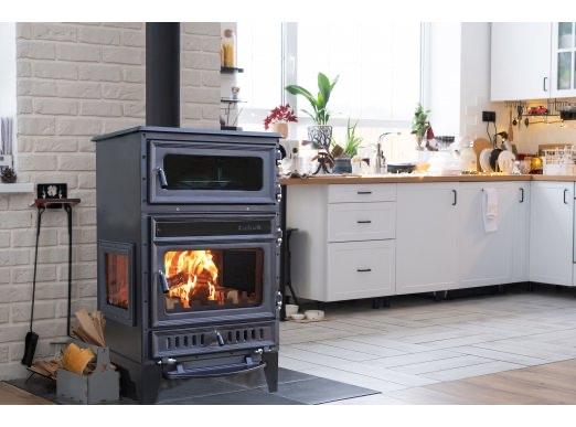 Sabah s107 3D Houtkachel met oven - Zwart, Vrijstaand, Huis en Inrichting, Kachels, Houtkachel, Ophalen of Verzenden, Zo goed als nieuw
