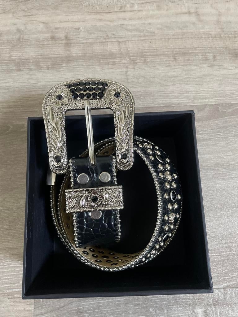 B.B. Simon riem met kristallen en studs, 3 tot 5 cm, 90 tot 100 cm, Heupriem, Ophalen of Verzenden