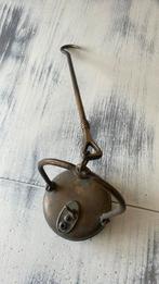 Antieke Franse mijnwerkers olielamp met haan, Ophalen of Verzenden