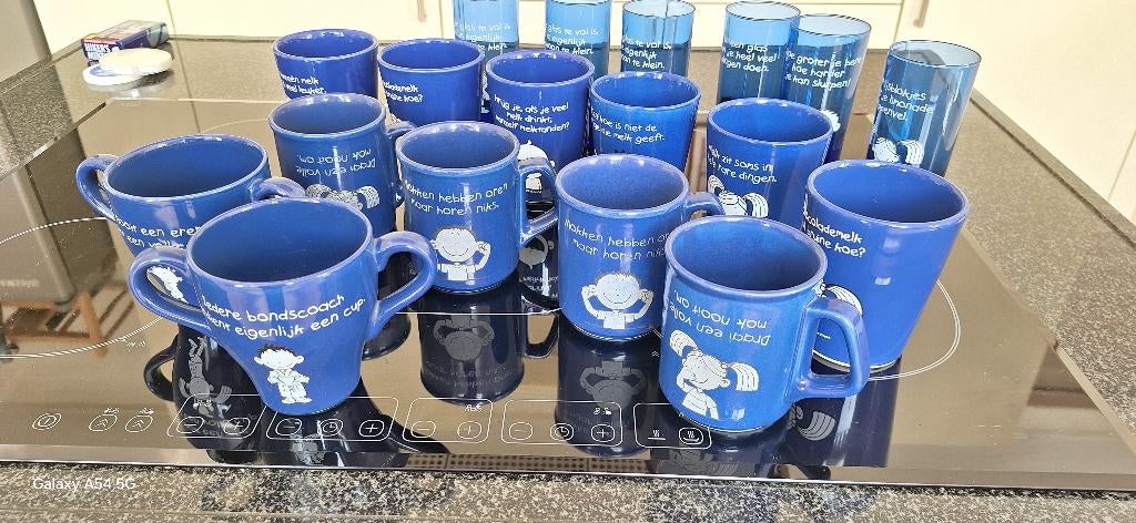 bekers Blue Band en glazen van Blue Band, Verzamelen, Ophalen, Nieuw, Gebruiksvoorwerp