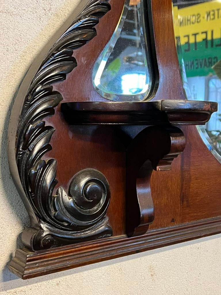 Grote antieke Biedermeier spiegel, massief mahonie, Antiek en Kunst, Ophalen, Overige vormen