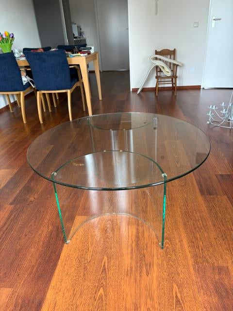 Glasen salontafel, Huis en Inrichting, Tafels | Salontafels, 100 tot 150 cm, Zo goed als nieuw, Minder dan 50 cm, Rechthoekig