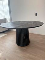 Ronde eettafel met zwart mangohouten blad, Huis en Inrichting, Tafels | Eettafels, Gebruikt, 100 tot 150 cm, Rond, Ophalen of Verzenden