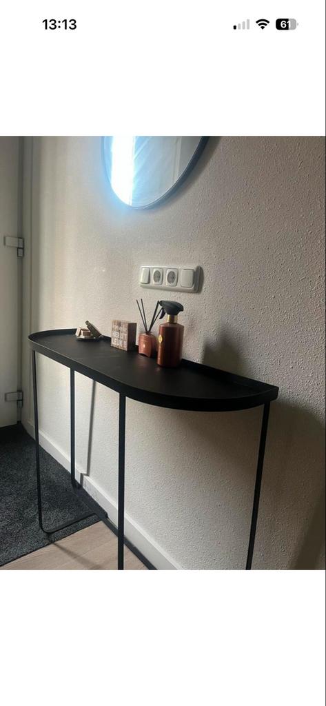 Zwart hal tafeltje, Huis en Inrichting, Tafels | Sidetables, Gebruikt, 50 tot 100 cm, Ophalen of Verzenden, Minder dan 25 cm