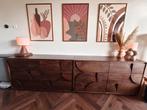 Walnoot massieve houten dressoir laden kast, Ophalen, Zo goed als nieuw, 200 cm of meer, Modern, Geometrisch, Artistiek