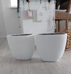 2 Mooie witte potten/vazen, Ophalen, Gebruikt, Wit, Aardewerk of Porselein