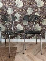 Vintage Formica Stoelen - Marmer Look - Set van 2, Huis en Inrichting, Stoelen, Ophalen, Twee, Zwart, Vintage