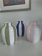 Set van 3 gestreepte vazen, Overige kleuren, Aardewerk of Porselein, Ophalen of Verzenden, Zo goed als nieuw