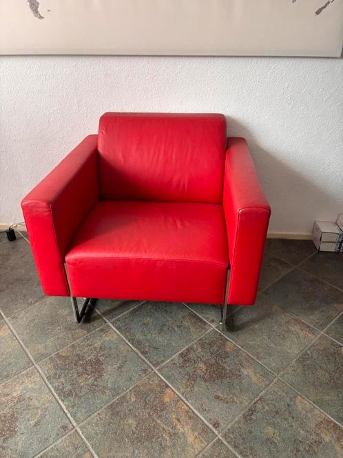 Artiforte mare fauteuil rood en beige, Huis en Inrichting, Banken | Sofa's en Chaises Longues, Gebruikt, Ophalen