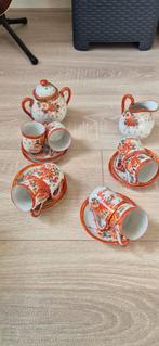 Vintage Japans theeservies met bloemmotief, Antiek en Kunst, Ophalen of Verzenden