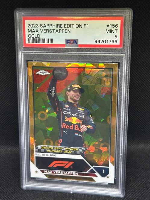 F1 Max Verstappen #156 Topps Sapphire PSA 9 Genummerd 27/50, Hobby en Vrije tijd, Stickers en Plaatjes, Nieuw, Plaatje, Verzenden
