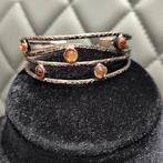Vintage Design Armband Sterling Zilver Amber Scandinavische, Verzenden, Geel, Zo goed als nieuw, Met edelsteen