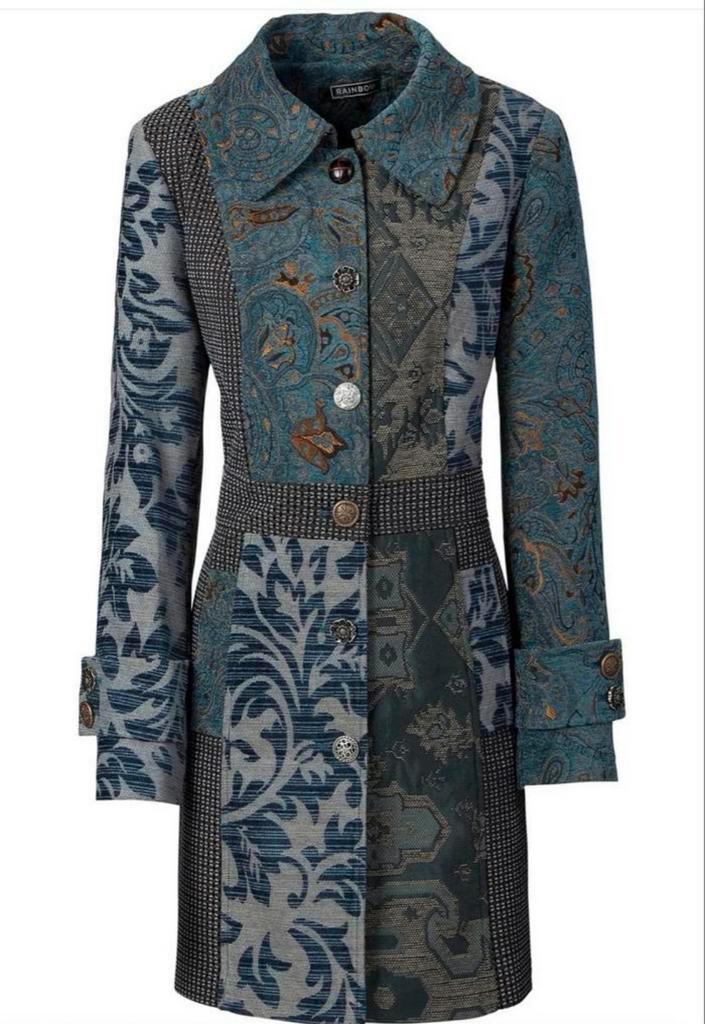 stijlvolle mantel Rainbow in jacquard-design maat 34 / XS, Kleding | Dames, Jassen | Winter, Zo goed als nieuw, Maat 34 (XS) of kleiner
