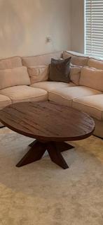 Teakhouten ovale salontafel bruin, Huis en Inrichting, Tafels | Salontafels, Gebruikt, 100 tot 150 cm, Teakhout, Minder dan 50 cm