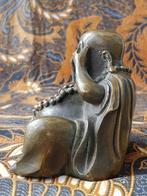 Mooi zwaar oud Chinees brons beeldje van Boeddha 9 cm., Antiek en Kunst, Ophalen of Verzenden