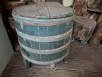 Authentieke teakhouten wastobbe, Tuin en Terras, Bloembakken en Plantenbakken, Ophalen, Gebruikt, Hout, 30 tot 60 cm