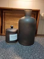 Zwarte vaas. Met stolp, Huis en Inrichting, Woonaccessoires | Vazen, Ophalen, Zwart, Minder dan 50 cm, Glas
