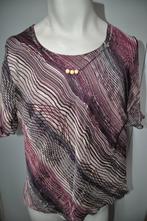 JKL37 aubergine bruin zwart tinten shirt maat 48, Kleding | Dames, Grote Maten, Ophalen of Verzenden, Zo goed als nieuw, Bruin