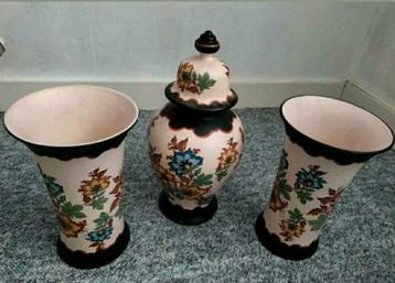 Vazen,Keramiek,Gouda,Modica,plateel,creme,120,366,Brocante beschikbaar voor biedingen