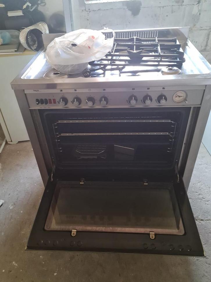 Pelgrim gasfornuis en afzuigkap, Witgoed en Apparatuur, Fornuizen, Gebruikt, Vrijstaand, Gas, 4 kookzones, 90 tot 95 cm, 45 tot 60 cm