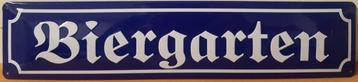 Biergarten blauw wit relief reclamebord van metaal wandbord  beschikbaar voor biedingen