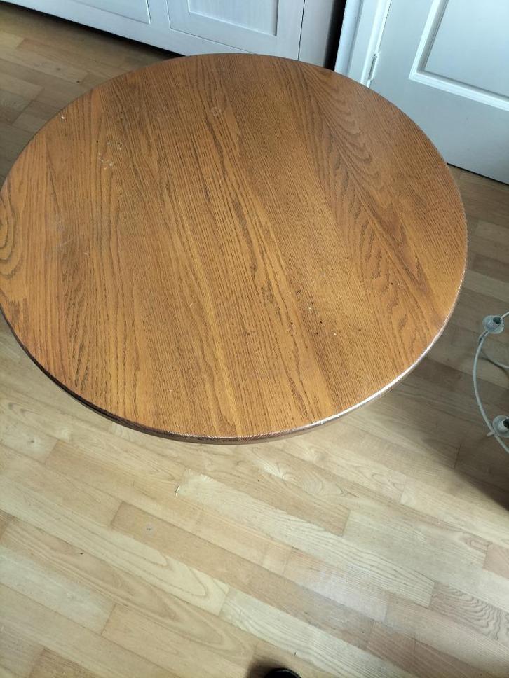 Donker Ronde Eiken Salontafel, Huis en Inrichting, Tafels | Salontafels, Zo goed als nieuw, Minder dan 50 cm, 50 tot 100 cm, 50 tot 100 cm