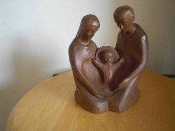 Houten Beeldje Heilige Familie beschikbaar voor biedingen