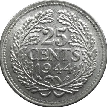 Nederland 25 cents 1944 (UNC, zilver) beschikbaar voor biedingen