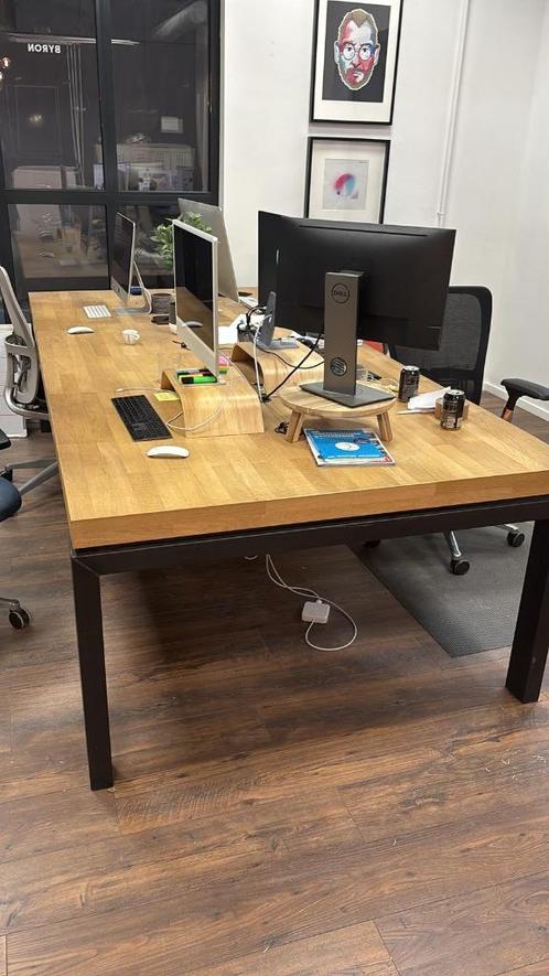 Grote bureautafel 400x140 vintage parket, Huis en Inrichting, Bureaus, Gebruikt, Bureau, Ophalen