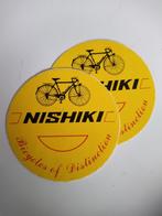 Twee oude stickers.  NISHIKI FIETSEN., Verzamelen, Stickers, Overige typen, Ophalen of Verzenden, Zo goed als nieuw