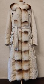 MAZZI jas off-white met crèmekleurige bruin bontkraag+revers, Maat 38/40 (M), Ophalen of Verzenden, Zo goed als nieuw, Wit