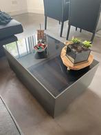 Grijze salon tafel met zwarte glasplaat Eric Kuster style, Minder dan 50 cm, Gebruikt, Rechthoekig, Ophalen