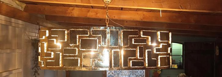 Hanglamp goud. Bronzenhanglamp. Goossens, lecrecq en bouwman, Huis en Inrichting, Lampen | Hanglampen, Zo goed als nieuw, Minder dan 50 cm