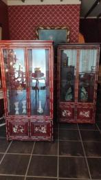 paar chinese vitrines hard hout ingelegd, Antiek en Kunst, Ophalen