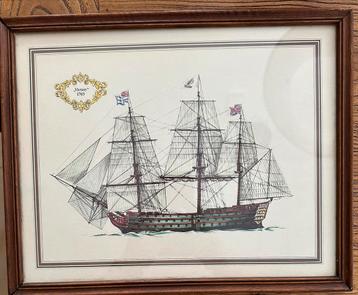 Ingelijste prent – HMS Victory 1765 – 32x25 cm beschikbaar voor biedingen