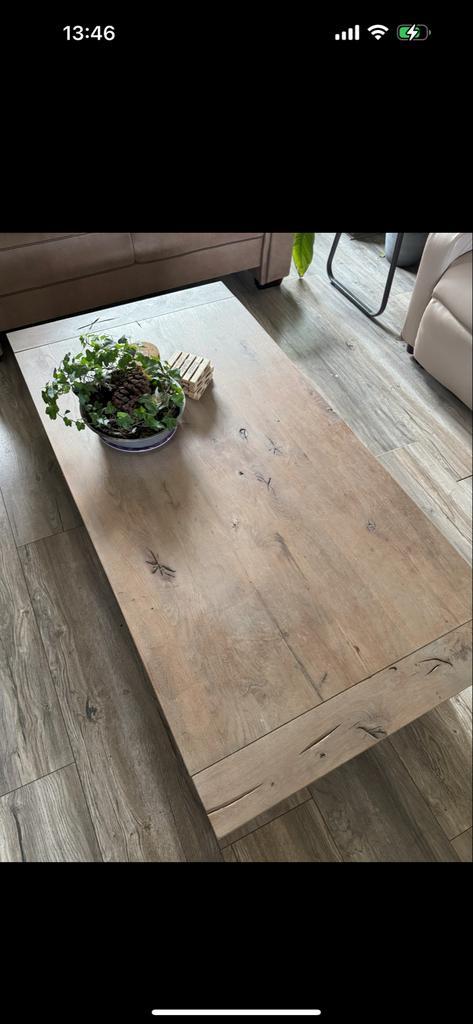 Rustieke Eiken Salontafel 70x140cm, Huis en Inrichting, Tafels | Salontafels, Gebruikt, Minder dan 50 cm, 50 tot 100 cm, 100 tot 150 cm