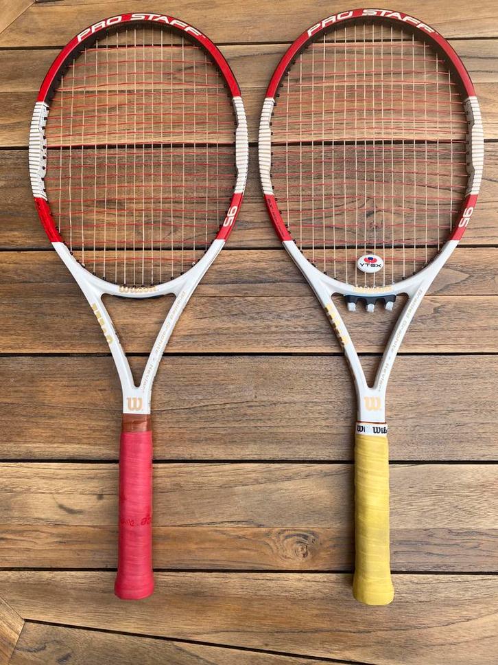2x Wilson Pro Staff 95, Sport en Fitness, Tennis, Zo goed als nieuw, Racket, Wilson, L3, Ophalen of Verzenden